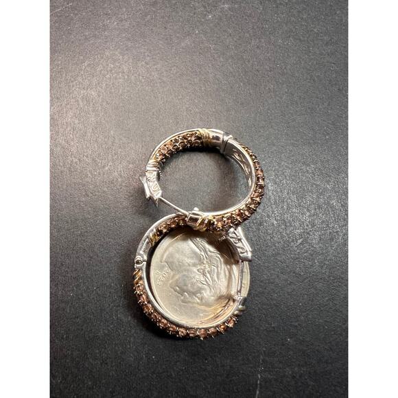 Andalusite inside out hoop earrings in gold and rhodium over sterling silver - Picture 8 of 16